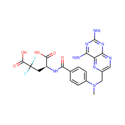 CN(Cc1cnc2nc(N)nc(N)c2n1)c1ccc(C(=O)N[C@@H](CC(F)(F)C(=O)O)C(=O)O)cc1 ZINC000013745185