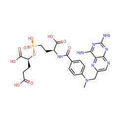 CN(Cc1cnc2nc(N)nc(N)c2n1)c1ccc(C(=O)N[C@@H](CC[P@](=O)(O)O[C@@H](CCC(=O)O)C(=O)O)C(=O)O)cc1 ZINC000026283415