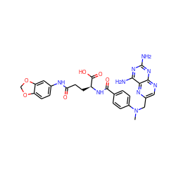 CN(Cc1cnc2nc(N)nc(N)c2n1)c1ccc(C(=O)N[C@@H](CCC(=O)Nc2ccc3c(c2)OCO3)C(=O)O)cc1 ZINC000029405992