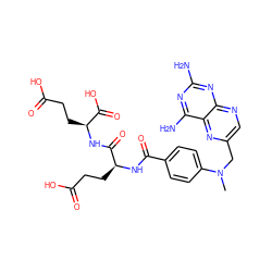 CN(Cc1cnc2nc(N)nc(N)c2n1)c1ccc(C(=O)N[C@@H](CCC(=O)O)C(=O)N[C@@H](CCC(=O)O)C(=O)O)cc1 ZINC000005385826