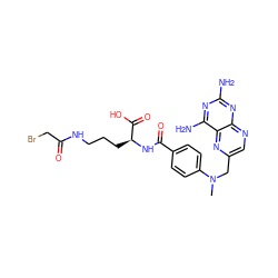 CN(Cc1cnc2nc(N)nc(N)c2n1)c1ccc(C(=O)N[C@@H](CCCNC(=O)CBr)C(=O)O)cc1 ZINC000029243754