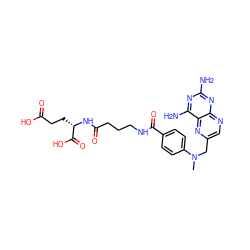 CN(Cc1cnc2nc(N)nc(N)c2n1)c1ccc(C(=O)NCCCC(=O)N[C@@H](CCC(=O)O)C(=O)O)cc1 ZINC000029550504