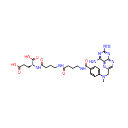 CN(Cc1cnc2nc(N)nc(N)c2n1)c1ccc(C(=O)NCCCC(=O)NCCCC(=O)N[C@@H](CCC(=O)O)C(=O)O)cc1 ZINC000029553190