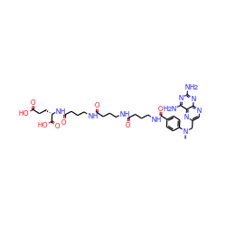 CN(Cc1cnc2nc(N)nc(N)c2n1)c1ccc(C(=O)NCCCC(=O)NCCCC(=O)NCCCC(=O)N[C@@H](CCC(=O)O)C(=O)O)cc1 ZINC000029545267