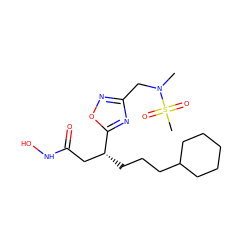 CN(Cc1noc([C@H](CCCC2CCCCC2)CC(=O)NO)n1)S(C)(=O)=O ZINC000028701871