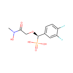 CN(O)C(=O)CO[C@@H](c1ccc(F)c(F)c1)P(=O)(O)O ZINC000095555783