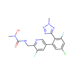 CN(O)C(=O)NCc1ncc(-c2cc(Cl)cc(F)c2-c2nnn(C)n2)cc1F ZINC000045367144