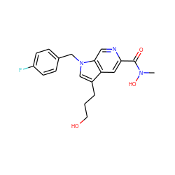 CN(O)C(=O)c1cc2c(CCCO)cn(Cc3ccc(F)cc3)c2cn1 ZINC000064548425