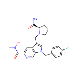 CN(O)C(=O)c1cc2c(CN3CCC[C@@H]3C(N)=O)cn(Cc3ccc(F)cc3)c2cn1 ZINC000064559600