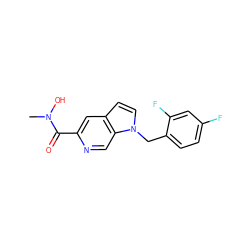 CN(O)C(=O)c1cc2ccn(Cc3ccc(F)cc3F)c2cn1 ZINC000003818595