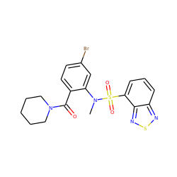 CN(c1cc(Br)ccc1C(=O)N1CCCCC1)S(=O)(=O)c1cccc2nsnc12 ZINC000035065141