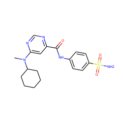 CN(c1cc(C(=O)Nc2ccc(S(N)(=O)=O)cc2)ncn1)C1CCCCC1 ZINC000143495645