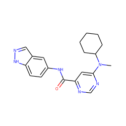 CN(c1cc(C(=O)Nc2ccc3[nH]ncc3c2)ncn1)C1CCCCC1 ZINC000049032992