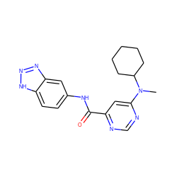 CN(c1cc(C(=O)Nc2ccc3[nH]nnc3c2)ncn1)C1CCCCC1 ZINC000049032635