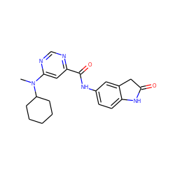 CN(c1cc(C(=O)Nc2ccc3c(c2)CC(=O)N3)ncn1)C1CCCCC1 ZINC000142782169