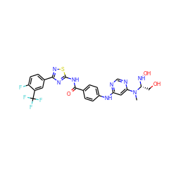 CN(c1cc(Nc2ccc(C(=O)Nc3nc(-c4ccc(F)c(C(F)(F)F)c4)ns3)cc2)ncn1)[C@@H](CO)NO ZINC000028953228