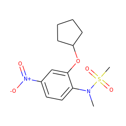 CN(c1ccc([N+](=O)[O-])cc1OC1CCCC1)S(C)(=O)=O ZINC000013682018