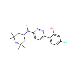 CN(c1ccc(-c2ccc(F)cc2O)nn1)C1CC(C)(C)NC(C)(C)C1 ZINC000146661917