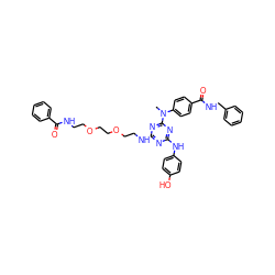 CN(c1ccc(C(=O)NCc2ccccc2)cc1)c1nc(NCCOCCOCCNC(=O)c2ccccc2)nc(Nc2ccc(O)cc2)n1 ZINC000203754879