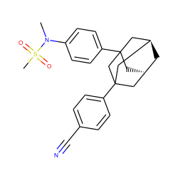 CN(c1ccc(C23C[C@H]4C[C@@H](CC(c5ccc(C#N)cc5)(C4)C2)C3)cc1)S(C)(=O)=O ZINC000299864188