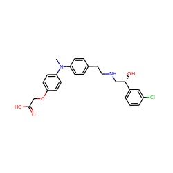 CN(c1ccc(CCNC[C@H](O)c2cccc(Cl)c2)cc1)c1ccc(OCC(=O)O)cc1 ZINC000029131709