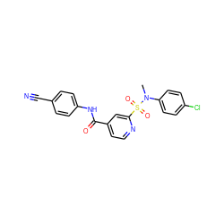 CN(c1ccc(Cl)cc1)S(=O)(=O)c1cc(C(=O)Nc2ccc(C#N)cc2)ccn1 ZINC000169312013