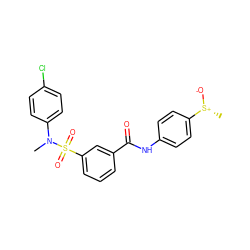 CN(c1ccc(Cl)cc1)S(=O)(=O)c1cccc(C(=O)Nc2ccc([S@@+](C)[O-])cc2)c1 ZINC000169311643