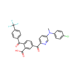 CN(c1ccc(Cl)cc1)c1ccc(C(=O)c2ccc(C(=O)c3ccc(C(F)(F)F)cc3)c(C(=O)O)c2)nc1 ZINC000164821160