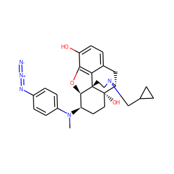 CN(c1ccc(N=[N+]=[N-])cc1)[C@@H]1CC[C@]2(O)[C@H]3Cc4ccc(O)c5c4[C@@]2(CCN3CC2CC2)[C@@H]1O5 ZINC000253930860