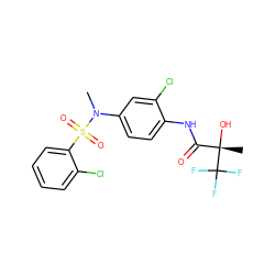 CN(c1ccc(NC(=O)[C@](C)(O)C(F)(F)F)c(Cl)c1)S(=O)(=O)c1ccccc1Cl ZINC000040953632