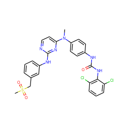 CN(c1ccc(NC(=O)Nc2c(Cl)cccc2Cl)cc1)c1ccnc(Nc2cccc(CS(C)(=O)=O)c2)n1 ZINC000014945147