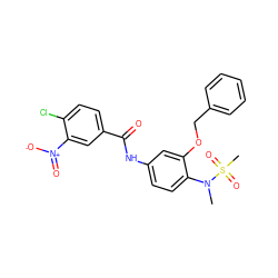 CN(c1ccc(NC(=O)c2ccc(Cl)c([N+](=O)[O-])c2)cc1OCc1ccccc1)S(C)(=O)=O ZINC000029136113