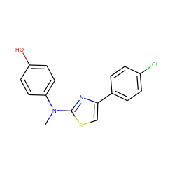 CN(c1ccc(O)cc1)c1nc(-c2ccc(Cl)cc2)cs1 ZINC000000613455