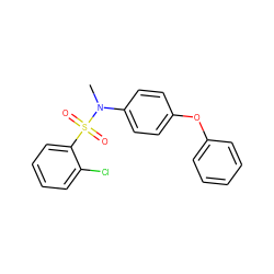 CN(c1ccc(Oc2ccccc2)cc1)S(=O)(=O)c1ccccc1Cl ZINC000586227170