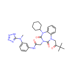 CN(c1cccc(NC(=O)CN2C(=O)N(CC(=O)C(C)(C)C)c3ccccc3N(C3CCCCC3)C2=O)c1)c1nnn[nH]1 ZINC000029062012