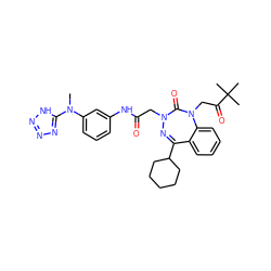 CN(c1cccc(NC(=O)CN2N=C(C3CCCCC3)c3ccccc3N(CC(=O)C(C)(C)C)C2=O)c1)c1nnn[nH]1 ZINC000028655851