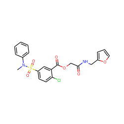 CN(c1ccccc1)S(=O)(=O)c1ccc(Cl)c(C(=O)OCC(=O)NCc2ccco2)c1 ZINC000003307493