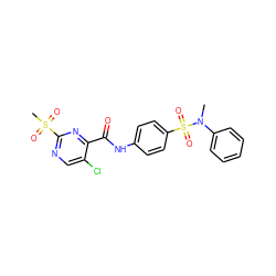 CN(c1ccccc1)S(=O)(=O)c1ccc(NC(=O)c2nc(S(C)(=O)=O)ncc2Cl)cc1 ZINC000008611924