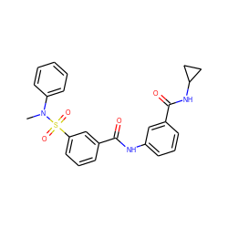 CN(c1ccccc1)S(=O)(=O)c1cccc(C(=O)Nc2cccc(C(=O)NC3CC3)c2)c1 ZINC000009765382