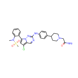 CN(c1ccccc1-c1cc(Cl)c2cnc(Nc3ccc(C4CCN(CC(N)=O)CC4)cc3)nn12)S(C)(=O)=O ZINC000073224978