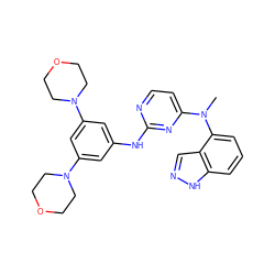 CN(c1ccnc(Nc2cc(N3CCOCC3)cc(N3CCOCC3)c2)n1)c1cccc2[nH]ncc12 ZINC000064527827