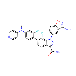 CN(c1ccncc1)c1ccc(-c2ccc3c(C(N)=O)nn(-c4ccc5onc(N)c5c4)c3c2F)c(F)c1 ZINC000028964290