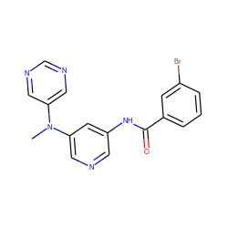 CN(c1cncnc1)c1cncc(NC(=O)c2cccc(Br)c2)c1 ZINC000096175688