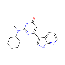 CN(c1nc(-c2c[nH]c3ncccc23)cc(=O)[nH]1)C1CCCCC1 ZINC000101473283