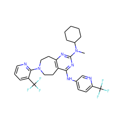 CN(c1nc2c(c(Nc3ccc(C(F)(F)F)nc3)n1)CCN(c1ncccc1C(F)(F)F)CC2)C1CCCCC1 ZINC000200429926