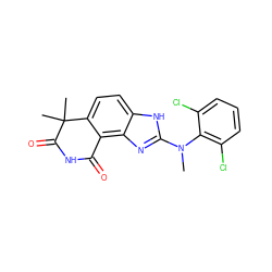 CN(c1nc2c3c(ccc2[nH]1)C(C)(C)C(=O)NC3=O)c1c(Cl)cccc1Cl ZINC000013475190