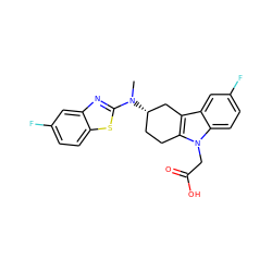 CN(c1nc2cc(F)ccc2s1)[C@H]1CCc2c(c3cc(F)ccc3n2CC(=O)O)C1 ZINC000118882159