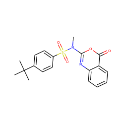 CN(c1nc2ccccc2c(=O)o1)S(=O)(=O)c1ccc(C(C)(C)C)cc1 ZINC000027882265