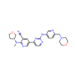 CN(c1ncc(-c2ccnc(Nc3ccc(CN4CCOCC4)nc3)n2)cc1C#N)[C@@H]1CCOC1 ZINC001772612643