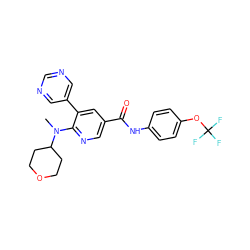 CN(c1ncc(C(=O)Nc2ccc(OC(F)(F)F)cc2)cc1-c1cncnc1)C1CCOCC1 ZINC001772632508